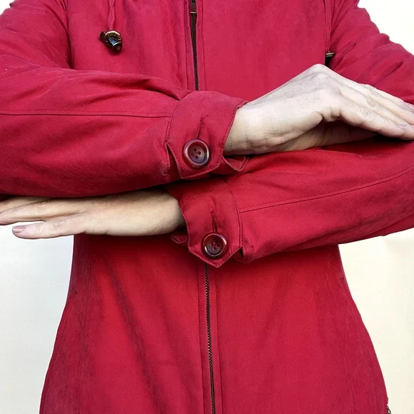 Vintage JNY Jones New York Jacket Women's S Red Removable Hood Full Zip 90s‎ - Picture 10 of 15